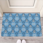 Snowy Penguin Knitted Pattern Print Rubber Doormat