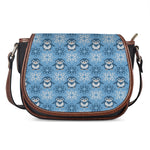 Snowy Penguin Knitted Pattern Print Saddle Bag