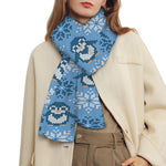 Snowy Penguin Knitted Pattern Print Scarf