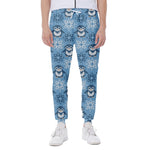 Snowy Penguin Knitted Pattern Print Scuba Joggers
