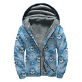 Snowy Penguin Knitted Pattern Print Sherpa Lined Zip Up Hoodie