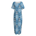 Snowy Penguin Knitted Pattern Print Short Sleeve Long Nightdress