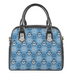 Snowy Penguin Knitted Pattern Print Shoulder Handbag