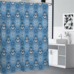 Snowy Penguin Knitted Pattern Print Shower Curtain