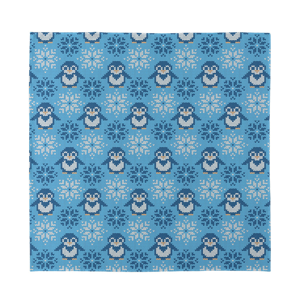Snowy Penguin Knitted Pattern Print Silk Bandana