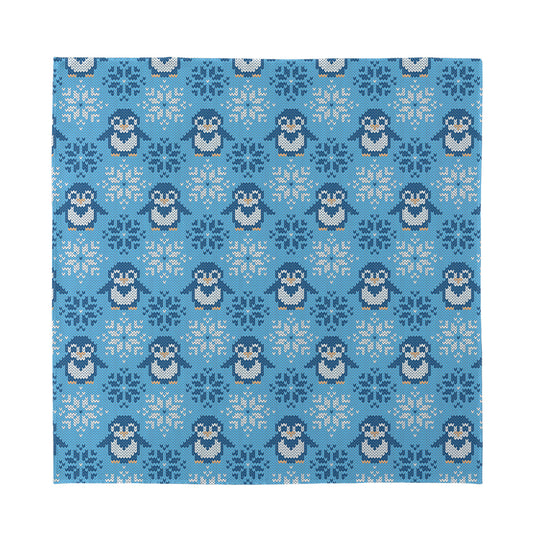 Snowy Penguin Knitted Pattern Print Silk Bandana