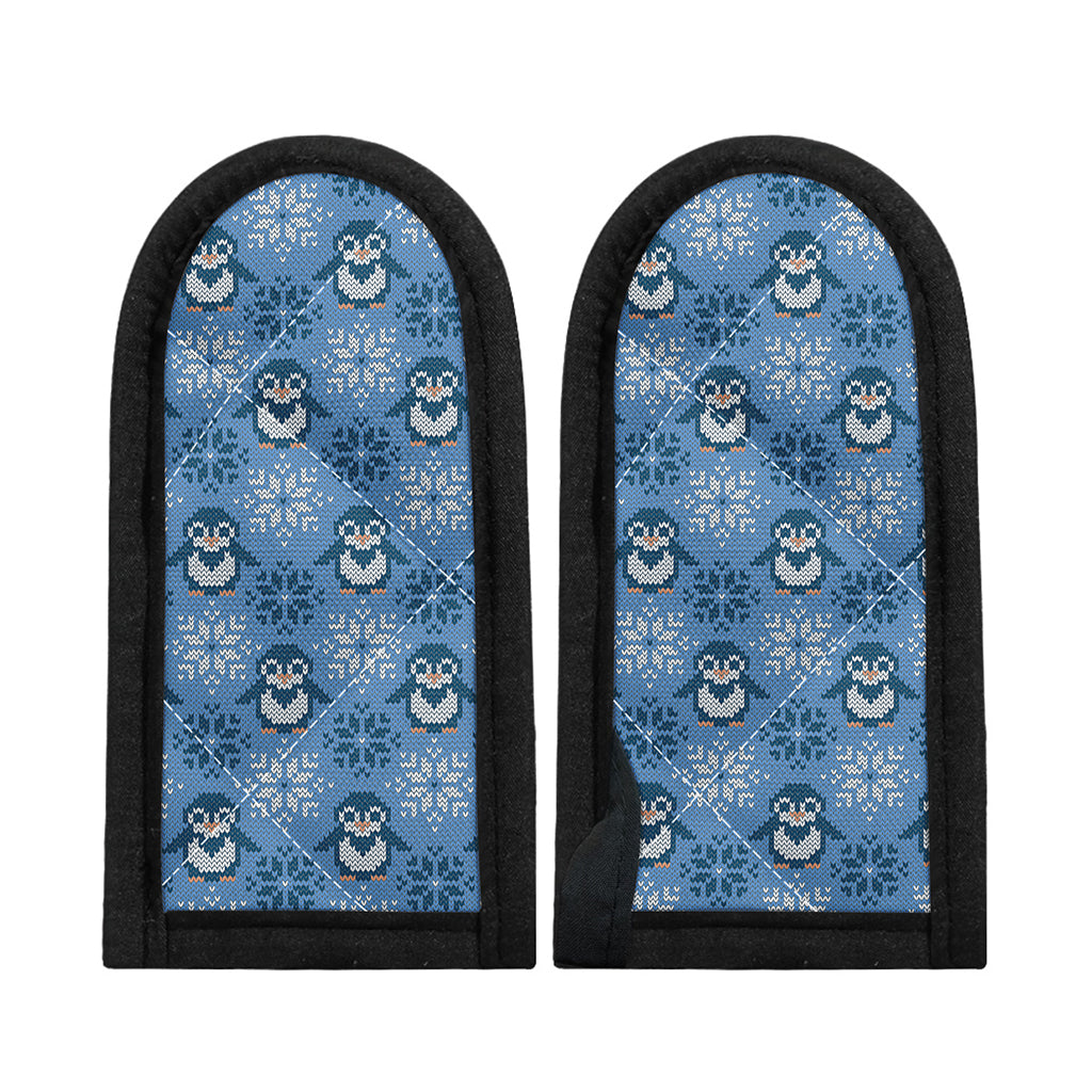 Snowy Penguin Knitted Pattern Print Skillet Handle Cover