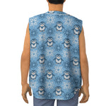 Snowy Penguin Knitted Pattern Print Sleeveless Baseball Jersey