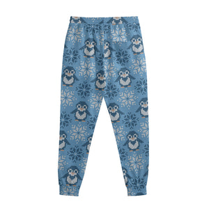 Snowy Penguin Knitted Pattern Print Sweatpants