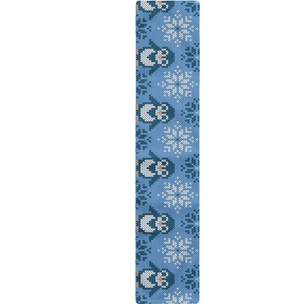 Snowy Penguin Knitted Pattern Print Table Runner