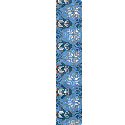 Snowy Penguin Knitted Pattern Print Table Runner