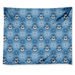 Snowy Penguin Knitted Pattern Print Tapestry
