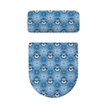 Snowy Penguin Knitted Pattern Print Toilet Lid And Tank Cover Set