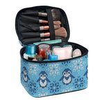 Snowy Penguin Knitted Pattern Print Travel Makeup Bag