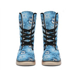 Snowy Penguin Knitted Pattern Print Winter Boots