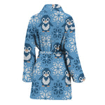 Snowy Penguin Knitted Pattern Print Women's Bathrobe