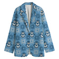 Snowy Penguin Knitted Pattern Print Women's Cotton Blazer