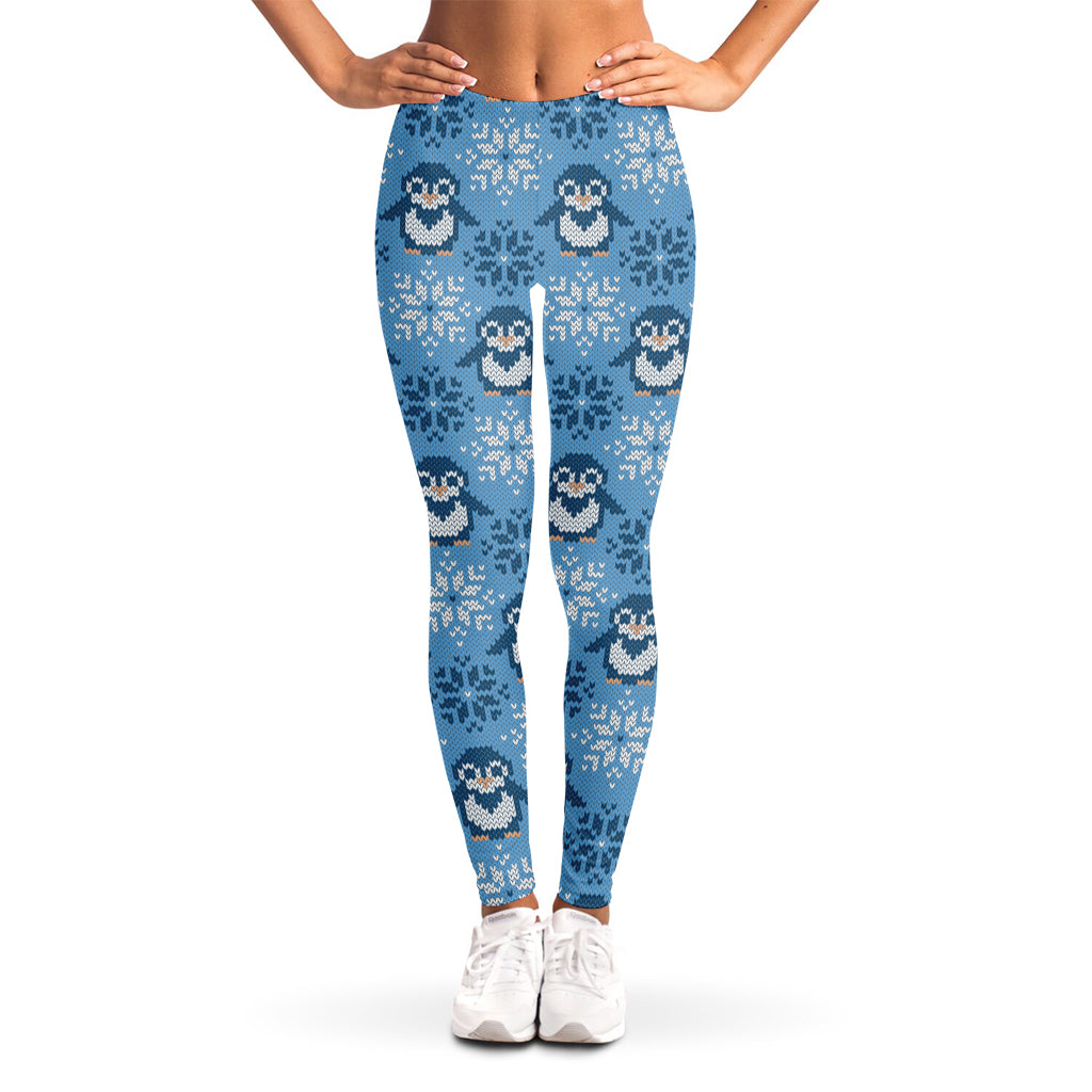 Snowy Penguin Knitted Pattern Print Women's Leggings