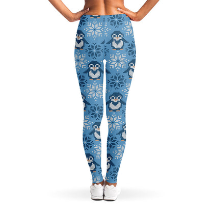 Snowy Penguin Knitted Pattern Print Women's Leggings