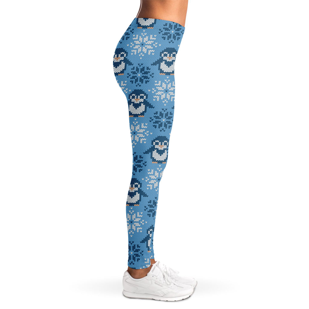 Snowy Penguin Knitted Pattern Print Women's Leggings