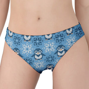 Snowy Penguin Knitted Pattern Print Women's Panties