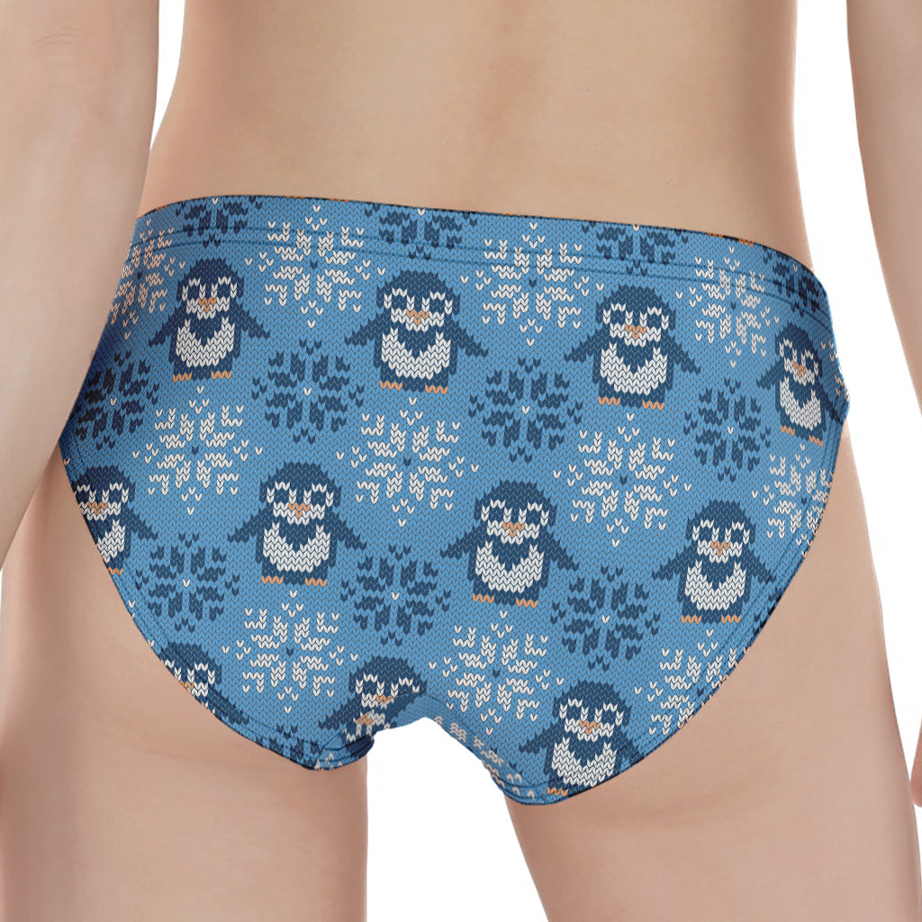 Snowy Penguin Knitted Pattern Print Women's Panties