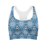Snowy Penguin Knitted Pattern Print Women's Sports Bra