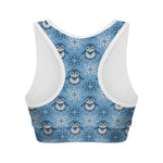 Snowy Penguin Knitted Pattern Print Women's Sports Bra