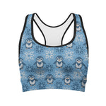 Snowy Penguin Knitted Pattern Print Women's Sports Bra