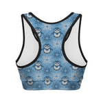 Snowy Penguin Knitted Pattern Print Women's Sports Bra