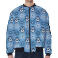 Snowy Penguin Knitted Pattern Print Zip Sleeve Bomber Jacket