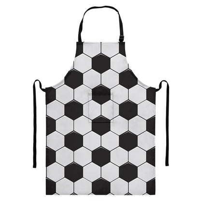 Soccer Ball Print Bib Apron With Pocket
