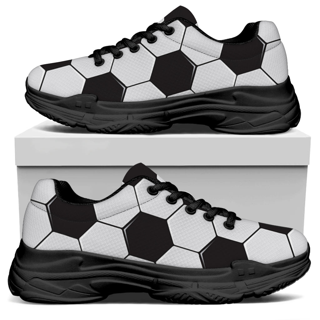 Soccer Ball Print Black Chunky Shoes