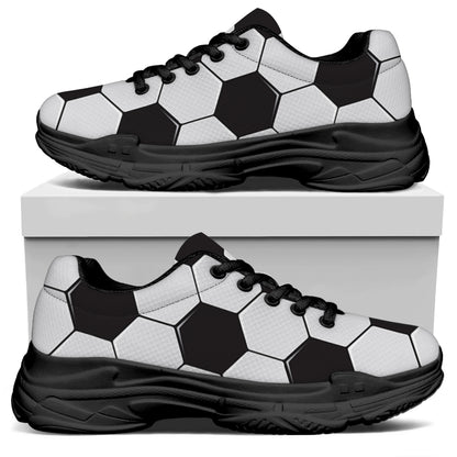 Soccer Ball Print Black Chunky Shoes