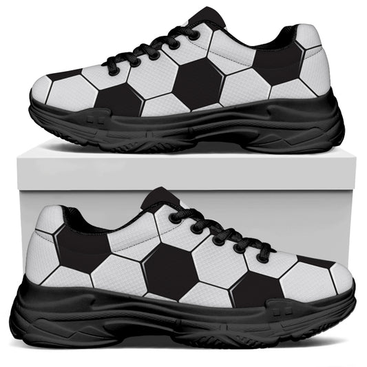 Soccer Ball Print Black Chunky Shoes