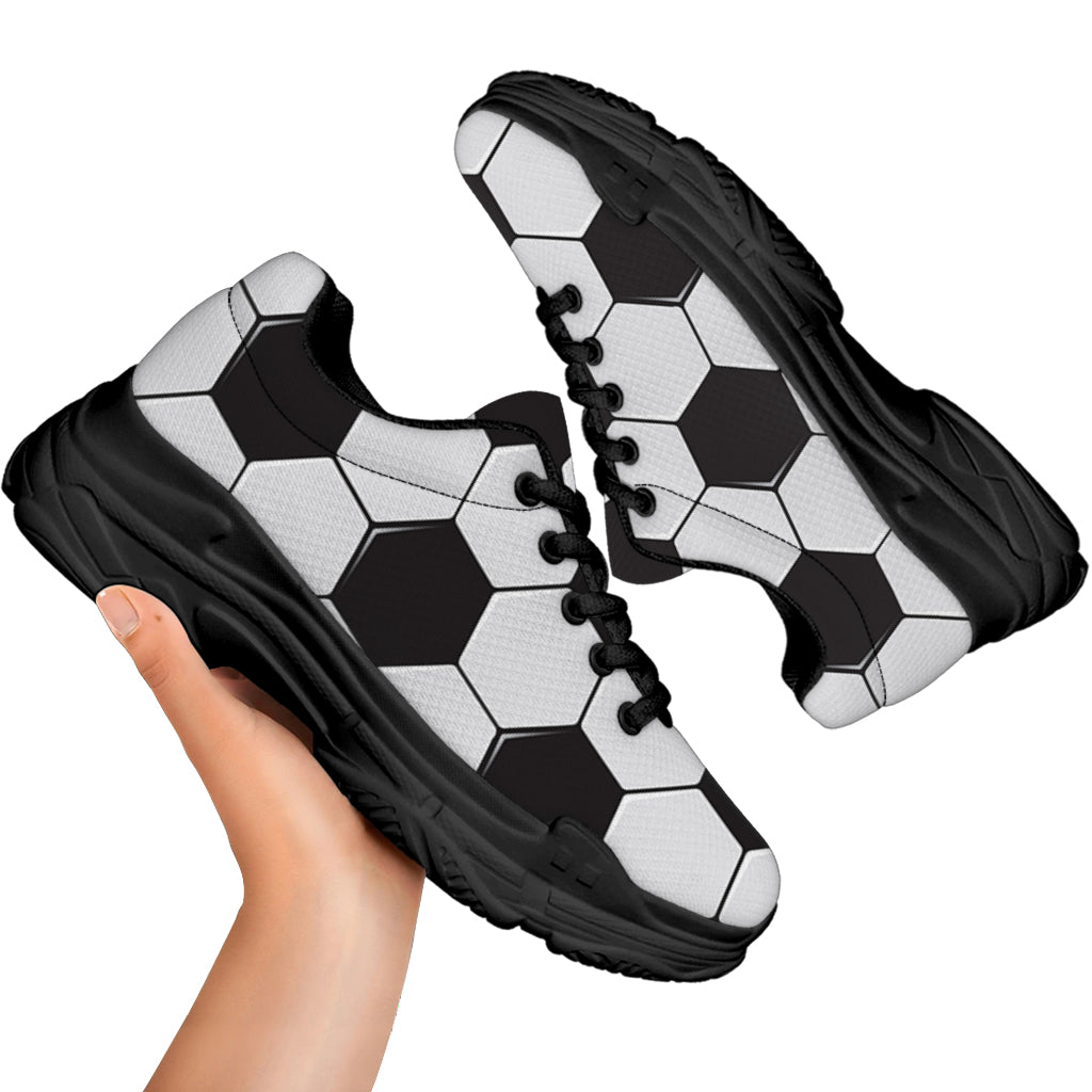 Soccer Ball Print Black Chunky Shoes