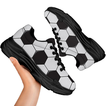 Soccer Ball Print Black Chunky Shoes