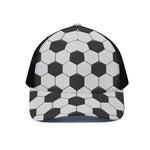 Soccer Ball Print Black Mesh Trucker Cap