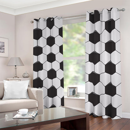 Soccer Ball Print Blackout Grommet Curtains