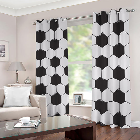 Soccer Ball Print Blackout Grommet Curtains