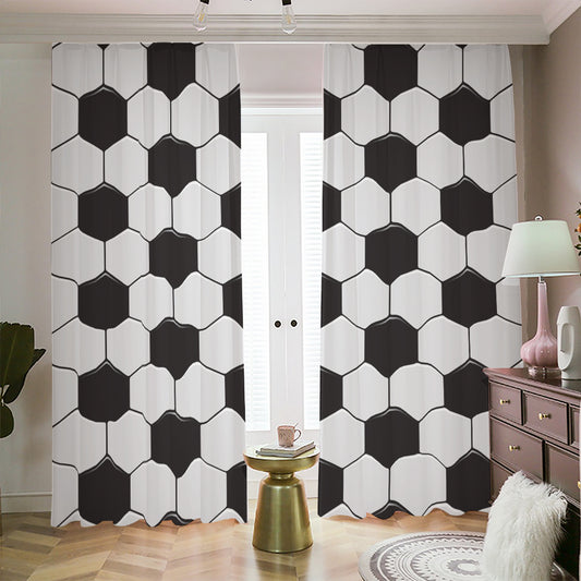 Soccer Ball Print Blackout Pencil Pleat Curtains