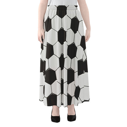 Soccer Ball Print Chiffon Maxi Skirt