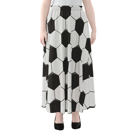 Soccer Ball Print Chiffon Maxi Skirt