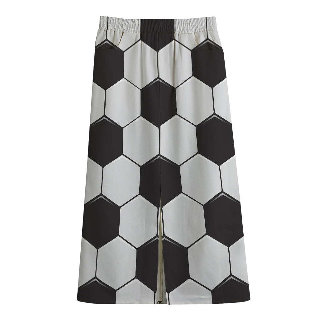 Soccer Ball Print Cotton Front Slit Maxi Skirt