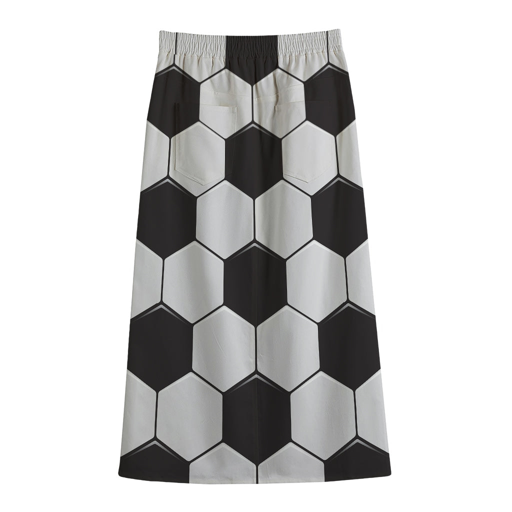 Soccer Ball Print Cotton Front Slit Maxi Skirt