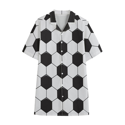Soccer Ball Print Cotton Hawaiian Shirt