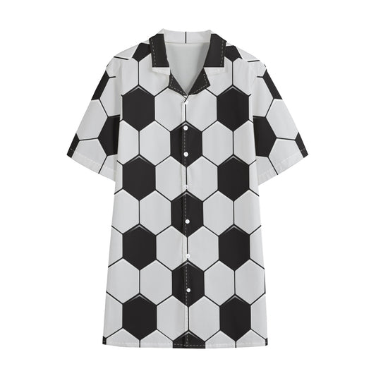 Soccer Ball Print Cotton Hawaiian Shirt