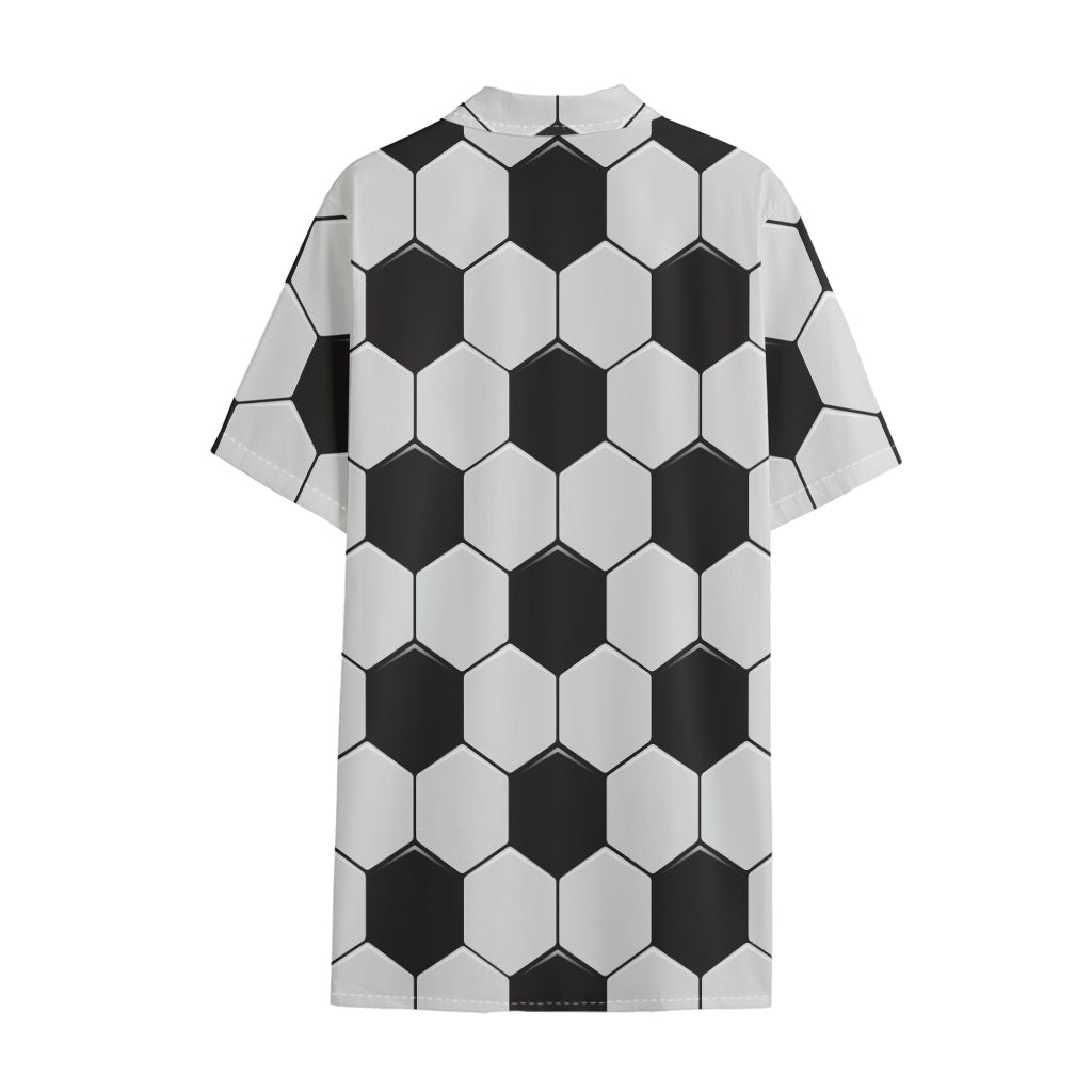 Soccer Ball Print Cotton Hawaiian Shirt