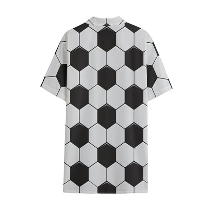 Soccer Ball Print Cotton Hawaiian Shirt