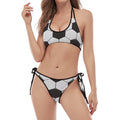 Soccer Ball Print Halter Scoop Tie Side Bikini